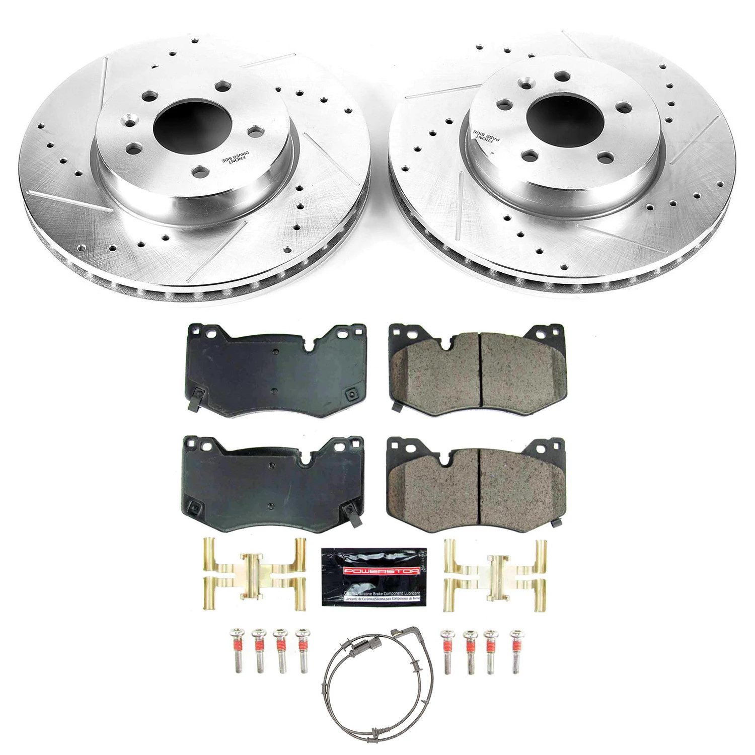 PowerStop Front and Rear Z26 Street Warrior Brake Pad and Rotor Kit with Red Powder Coated Calipers Fits: NISSAN Select Models KC7033-26