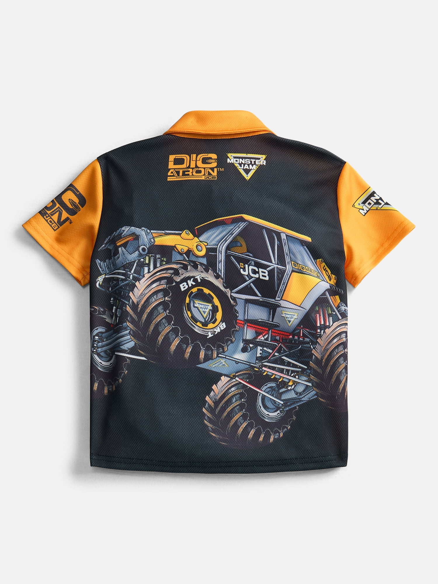 Monster Jam Digatron Toddler Boys Button Shirt with Short Sleeves, Sizes 12M-5T