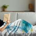 thumbnail image 3 of Seashells Soft Flannel Fleece Blanket, Summer View Watercolors Coconut Palm Trees and Splashes Hiding Starfishes Print, Cozy Plush for Indoor and Outdoor Use, 70" x 90", Blue White, by Ambesonne, 3 of 5