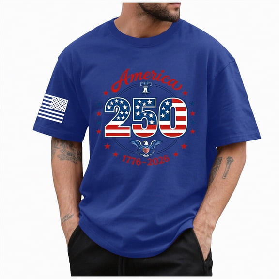 Leey-World 250 Anniversary Usa Shirts 250 Years American 1776 2026 250th USA Birthday 4th of July T-Shirt(Blue,L)