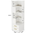thumbnail image 2 of Tribesigns 5-Tier Corner Bookshelf with 2 Drawers, 66.9-Inch Tall Corner Bookcase, Modern Simple Corner Storage Cabinet Display Shelf for Living Room, Home Office, Beige, 2 of 5