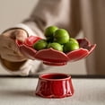 thumbnail image 3 of Fruit Tray Ceramic Footed Fruit Bowl: Lotus Shaped Snacks Plate Decorative Dessert Cake Serving Bowl Appetizers Platter, 3 of 6