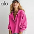 thumbnail image 3 of A-L-O Womens Cropped Sweatshirt Loose V Neck Hoodies Casual Long Sleeve Workout Hooded Sweatshirt Tops, 3 of 9
