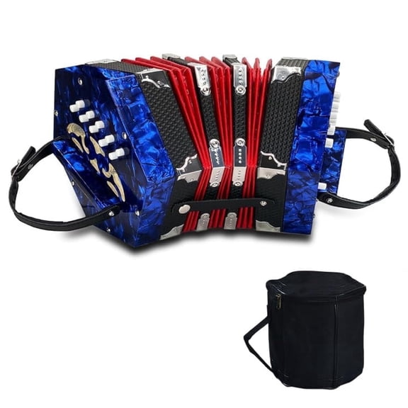 Concertinas,20-Key Accordion for Adults, Professional Accordion for Beginners, Adjustable Hand Straps, Instrument Accessories (Blue)