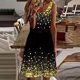 thumbnail image 2 of Vestido de cintura midi de manga corta con estampado informal de moda con cuello redondo para mujer Fridja  bnh1082, 2 of 8