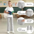 thumbnail image 4 of Uniform Pants for Girls Elastic Waist Flare Leg Girls Grey Uniform Pants Back to School Clothes Size 5-16 Years, 4 of 6