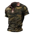 thumbnail image 3 of Men Polo Shirts Short Sleeve Lapel Zipper Camo Printing T Shirt Spring Summer Stylish Loose Casual Polos for Men Army Green XXL, 3 of 4