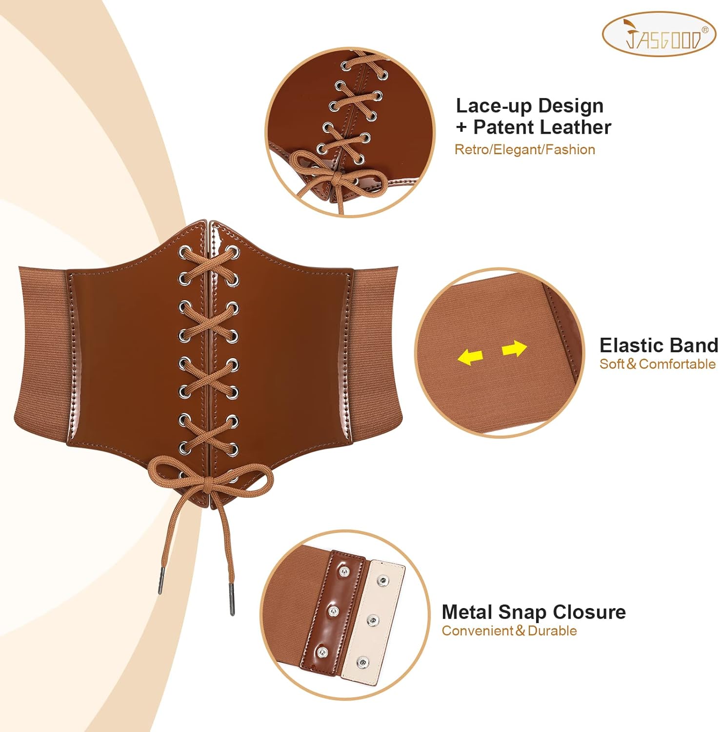 7386 Women’s Elastic Costume Waist Belt Lace-up Tied Waspie Halloween HANERDUN Lace-up Waspie Corset Belts for Women Elastic Waist  main image 2