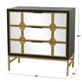 thumbnail image 4 of DecMode 32" x 32" Black Wooden Mirrored Geometric 3 Drawer Chest with Gold Frame, 1-Piece, 4 of 14