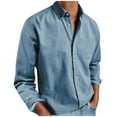 thumbnail image 2 of Men's Collared Button Down Shirts Business Casual Basic Long Sleeve Shirt Summer Loose Fit Lightweight Breathable Tops for Work, 2 of 6