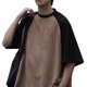 thumbnail image 3 of Hombres Manga Corta Top Bordado Patrón Vintage Media Manga Suelta Niño Camiseta para Verano Marrón XL, 3 of 8