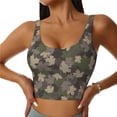 thumbnail image 1 of Balery Camouflage maple Sujetadores deportivos con espalda cruzada para mujer, acolchados, sin costuras, de alto impacto, ideales para yoga, gimnasio, entrenamiento y fitness.-XX-Large, 1 of 8