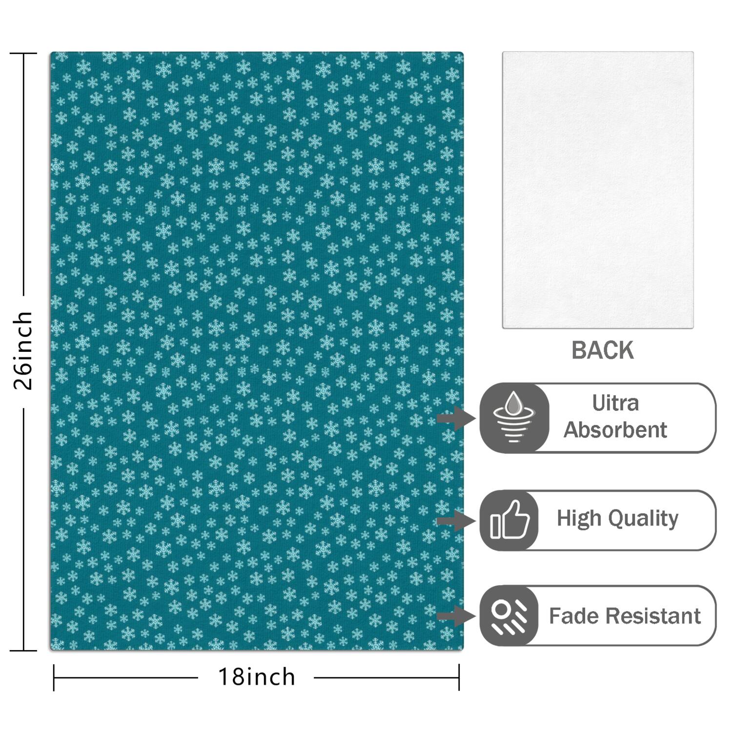 6 Pcs Funny Kitchen Towels,Teal Christmas Snowflake Pattern Microfiber Dish Towels,Kitchen Tea Towels,Kitchen Towel Set (18" X 26")
