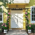 thumbnail image 6 of Tcbosik Metal Garden Arbor with Planter Boxes, 77.5"H Outdoor Lawn Arch for Climbing Plants, Roses, Vines, 68.1" - 94.3" Width Adjustable Wedding Archway Party Decor for Lawn, Patio, Backyard, Black, 6 of 8