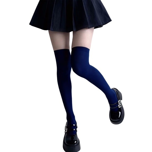 Colorful Opaque Silk Thigh High Stockings for Womens Japanese Girl Over Knee Long Socks for Cosplay Costume