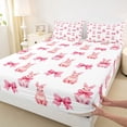 thumbnail image 4 of Erosebridal Pink Bow Rabbits Full Size Sheets 4-Piece For Kids,Happy Easter Bed Sheets For Girls,Breathable Home Decor, 4 of 5
