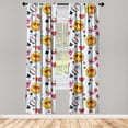 thumbnail image 3 of Ambesonne Emoji Curtains, Alice Inspirations Pots Faces, Pair of 28"x84", Soft Blue Mustard, 3 of 5