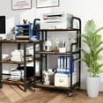 thumbnail image 2 of Gymax 3-Tier Rolling Printer Stand Home Office Large Printer Cart w/ Storage Shelves Rustic Brown & Black, 2 of 10