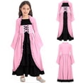 thumbnail image 7 of iiniim Big Girls Medieval Princess Dress Renaissance Gothic Vampire Queen Bell Long Sleeve Party Gown Pink 16, 7 of 7