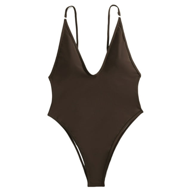 Advancent Mono sin mangas mamelucos suaves y transpirables de moda y sexy Traje de baño Café l