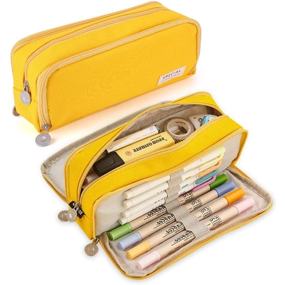 iSuperb Grande Trousse à Crayons 3 Compartiments Grande Capacité Trousse de Rangement en Oxford