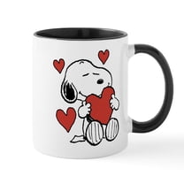CafePress - Snoopy On Heart Mugs - 11 oz Ceramic Mug - Novelty Coffee Tea Cup