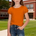 thumbnail image 2 of CMSHTD Shirts for Girls Short Sleeve Summer, Toddler Girls Children T-Shirts Cotton Tees Tops Cute Soft, Orange 11-12 Years, 2 of 7