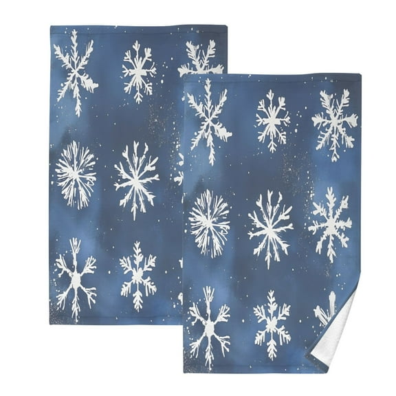 joogoo 2 PCs Hand Towels Sets Snowflake Christmas Cotton Face Towel Bathroom Decorative