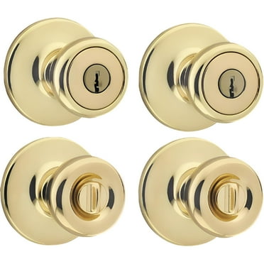 Kwikset 243T 3 CP Single Cylinder Project Pack with Tylo Knob in Polished Brass