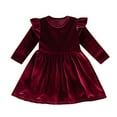 thumbnail image 4 of Diufon Infant Baby Girl Christmas Dress Velvet Ruffled Long Sleeve Birthday Wedding Party Pleated Princess Dress, 4 of 7