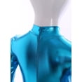 thumbnail image 6 of vastwit Kids Girls Metallic Bodysuit Full Length Jumpsuit Long Sleeve Shiny Unitard Gymnastics Leotard Dancewear Blue XS/115, 6 of 7