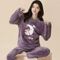 thumbnail image 3 of Pyjama Femme Automne Hiver Coréen kawaii à Rayures Ensemble de Pyjama Flanelle Chaud Tenue de Nuit Femme Mode Pijama Mujer Vêtements de Maison Pyjamas, 3 of 6