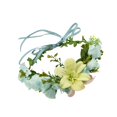 thumbnail image 2 of Floral Crown Bridal Headpiece Flower Headband with Ribbon, Children Knitting Headband Hair Wreath Garland Headbands for Party Events Festival Green, 2 of 7