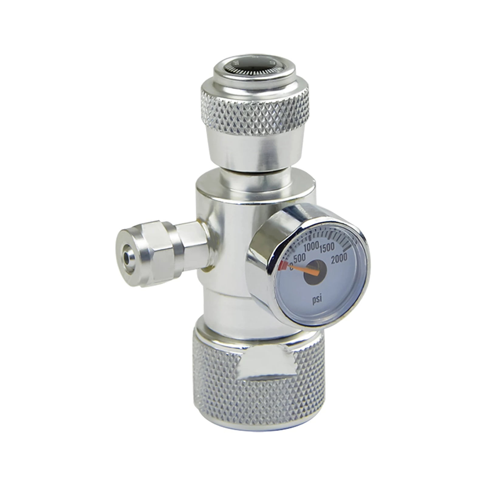 CO2 flow Regulator Needle Valve with Mini Gauge 0-2000PSI Gas flow Rate Control W21.8 Thread ,Durable Brass Construction