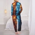 thumbnail image 3 of Pajamas for Women Set - Red and Blue Fire Lion Comfy Long Sleeve Button Up Pajama Sets for Women 2 Piece, Soft Sleepwear Nightwear Pjs Lounge Sets for Women with Pockets, 3 of 6