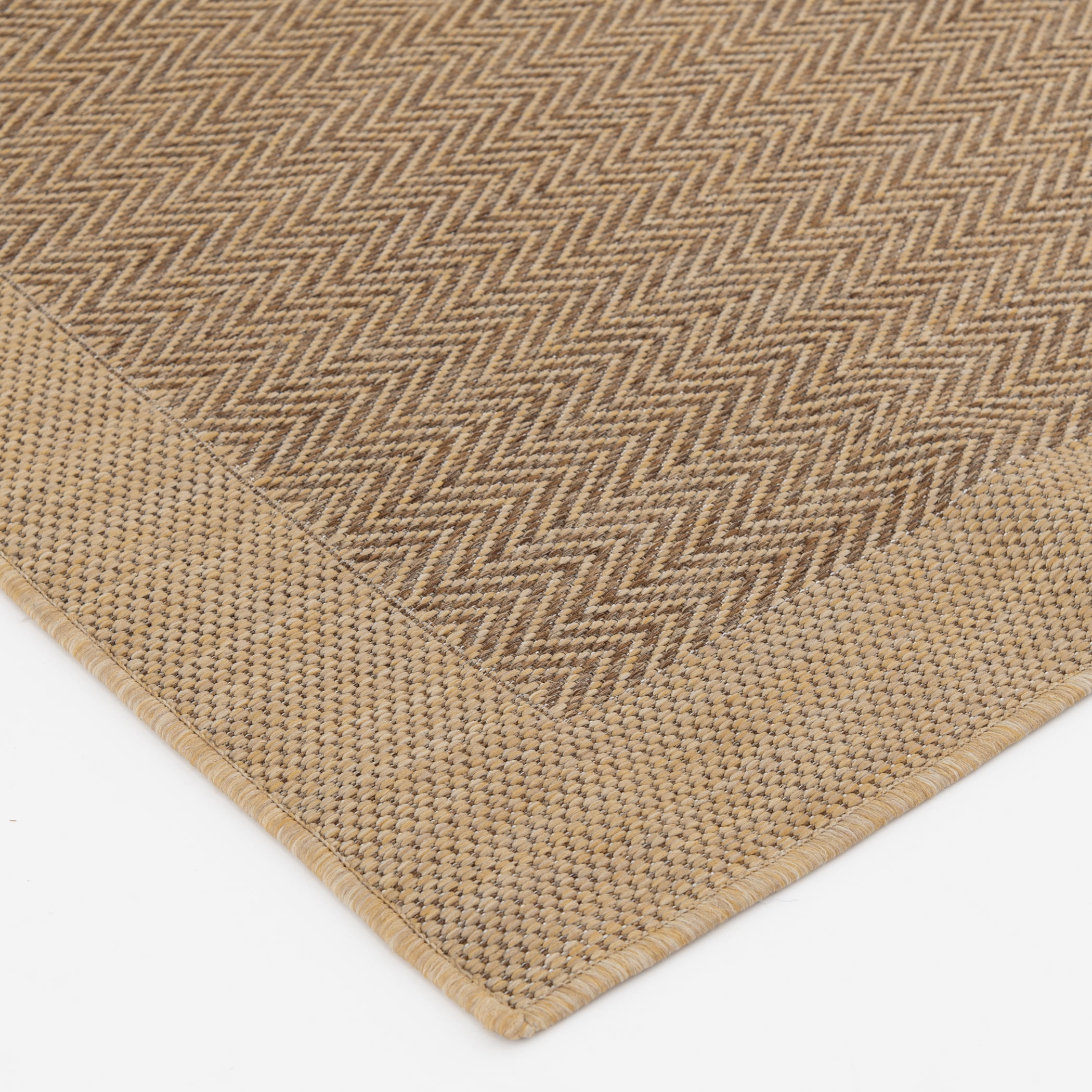 Mainstays Brown Neutral Border Polypropylene Outdoor Area Rug, 5'x7'