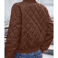 thumbnail image 6 of Female Stand Collar Quilted Puffer Jacket Padded Zip Coat Brown XS, 6 of 7