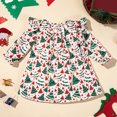 thumbnail image 4 of Girls Ruffle Long Sleeve Dress All Over Christmas Tree Printed Lightweight Cute Loose Casual Dresses, 4 of 7