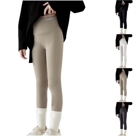 Asxite Toddler Girls Leggings Solid Streamlined Elastic Waist Sporty Winter Pants 3-10 Y