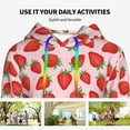 thumbnail image 4 of Lsque Strawberries Pattern Casual Women's Hoodie,Hooded Sweatshirt with Kangaroo Pocket,Pullover Hoodie with Eye-catching Drawstrings-Large, 4 of 7