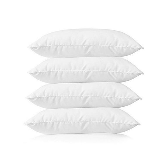 The Great American Store Indoor/Outdoor 6D Set of 4 Euro Pillows- White (14" X 22") - Hypoallergic and Down Alternative Fill