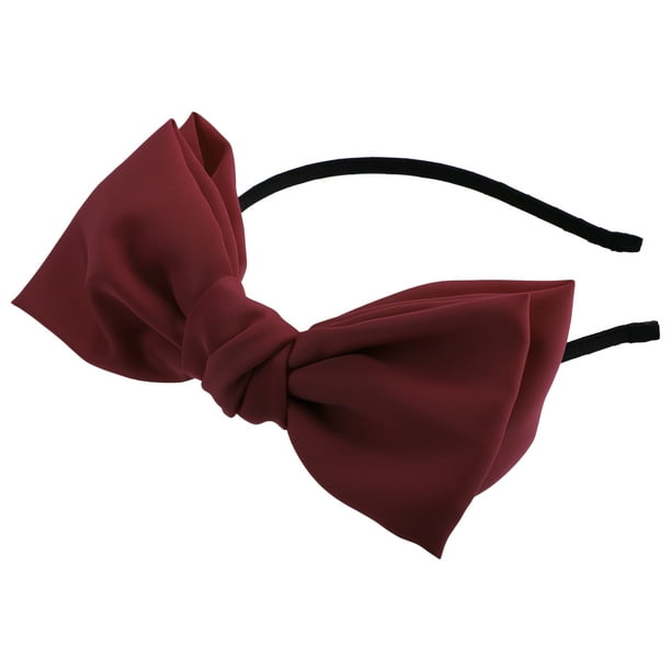diadema con lazo de satén, diadema de moda para mujer, rojo vino, 0,31 pulgadas de ancho.