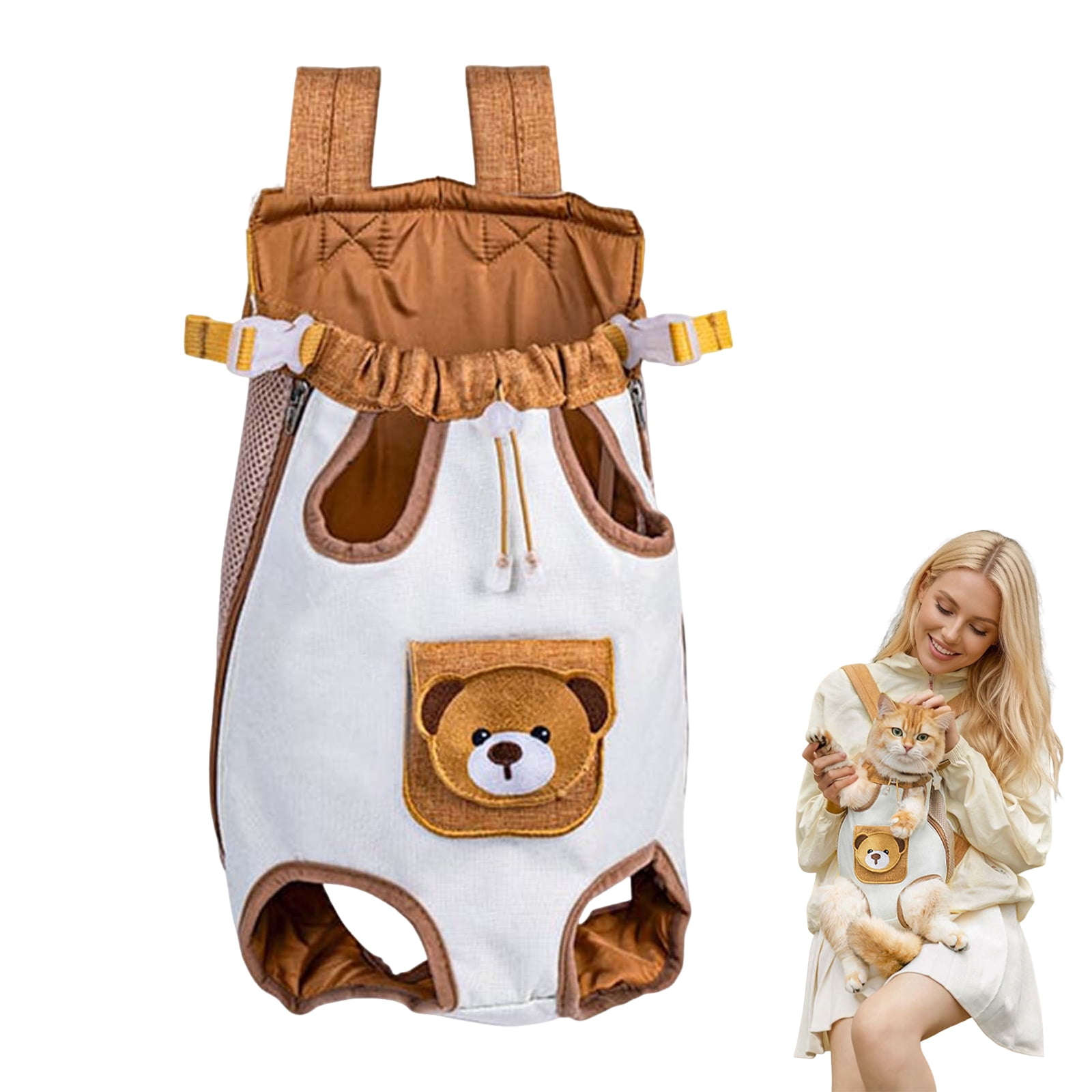 Luxury Cat Travel Backpack Cute Bear Decor Breathable Puppy Backpack Daily Outdoor Small Dog Accessories
