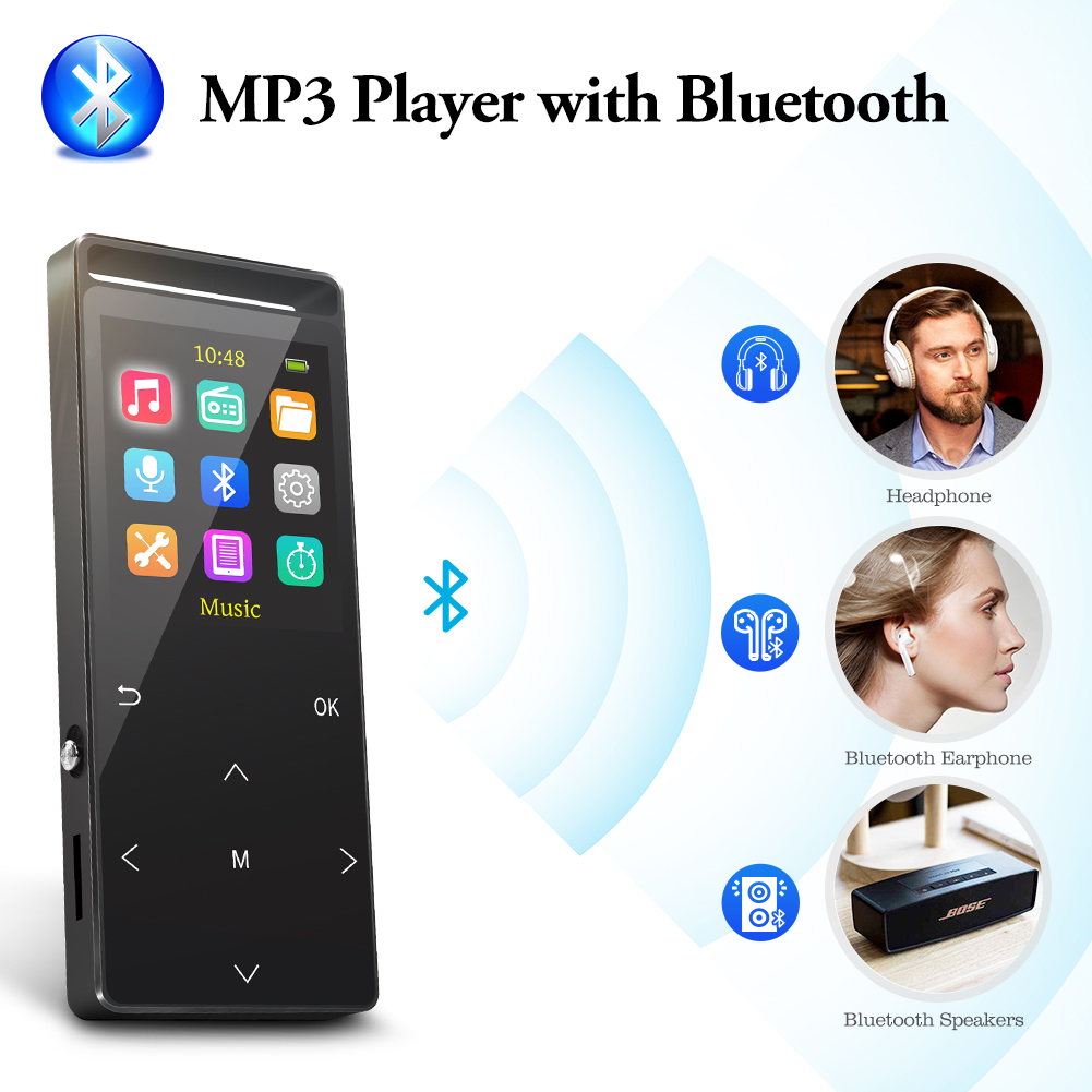 MP3 Player, MUSBOY 128GB Bluetooth 5.0, Portable Music Player with FM Radio, with Speaker, Touch Button，Alarm Clock, Stopwatch, Calendar. - image 5 of 7