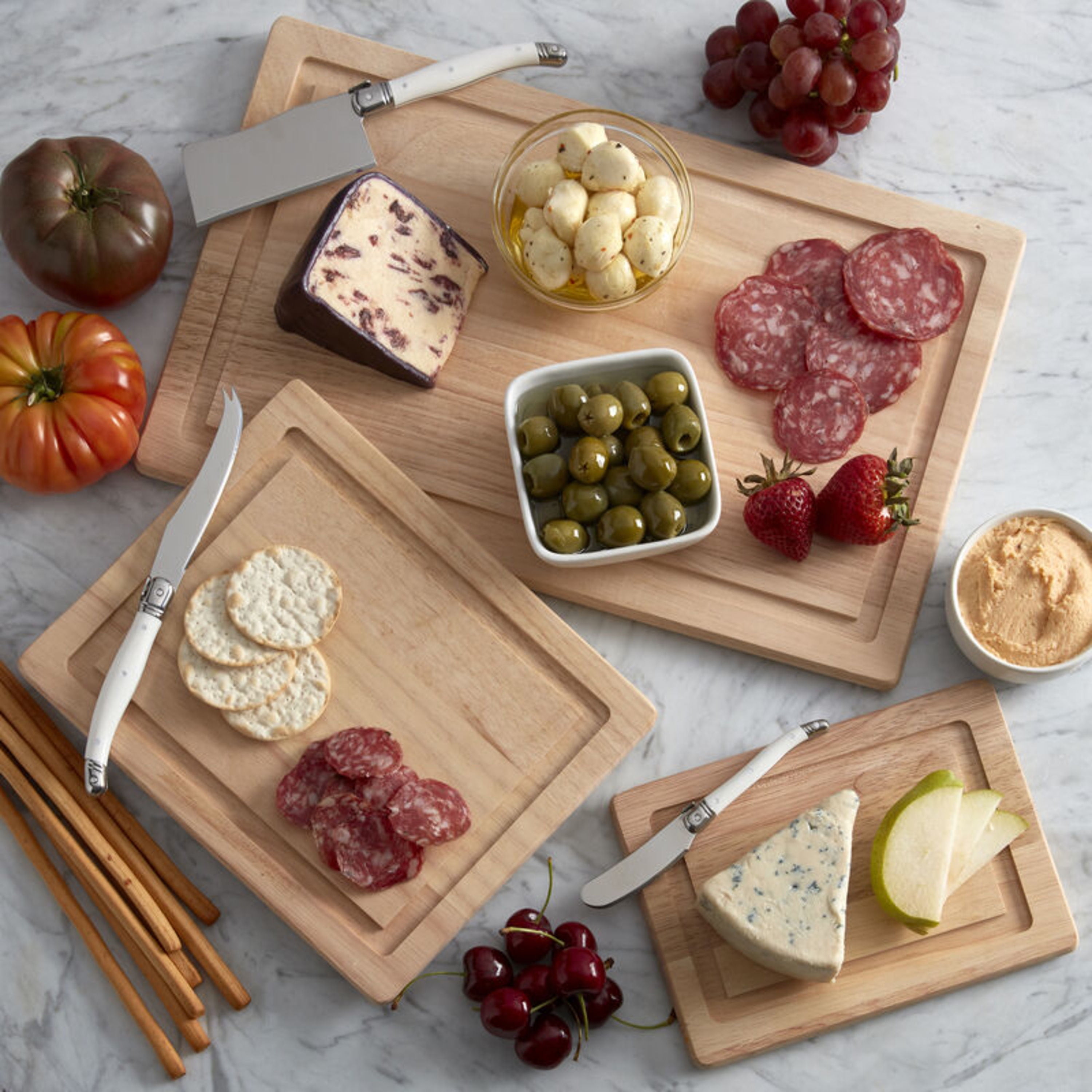 Farberware 3-piece Wood Utility Cutting Boards with Perimeter Juice Well