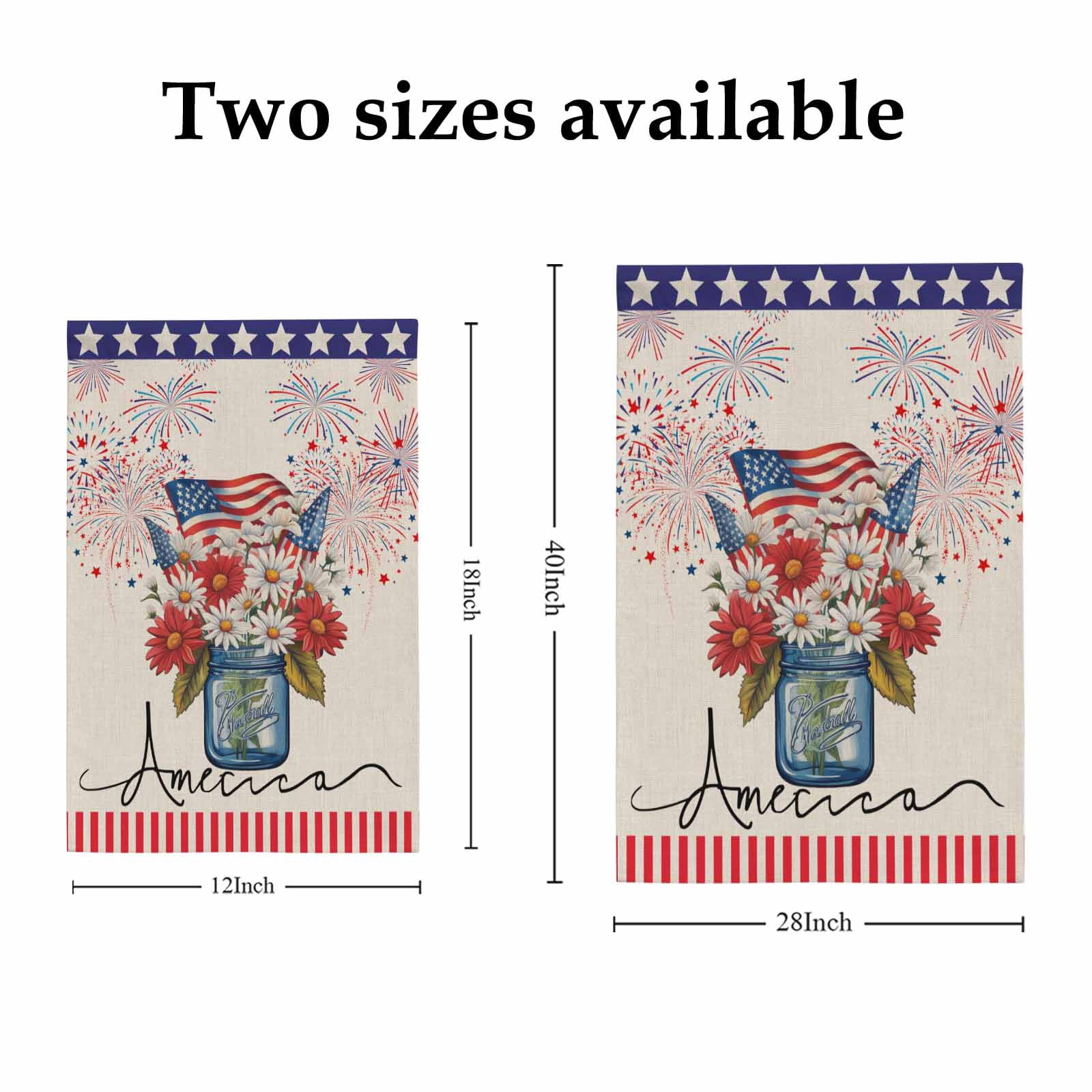 American Flag House Flags For Outdoor, Daisy Vintage Linen Small Double Side Yard Flags Weather Proof House Decor for Lawn Outside Holiday 28 x 40 Inches