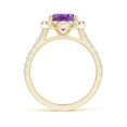 thumbnail image 2 of ANGARA Natural 2.28 Ct. Amethyst with Diamond Halo Ring in 14K Yellow Gold for Women (Ring Size: 3), 2 of 9