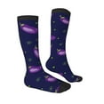 thumbnail image 3 of Easygdp Eggplant Soccer Socks Sport Knee High Socks Calf Compression Athletic Socks for Men and Women, 3 of 9