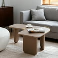 thumbnail image 4 of FFZ 35.43" L-Shape Modern Coffee Table Upgraded, Cocktail Table with Multi-layer Green Paint,for Living Room Apartment Office, Khaki, 4 of 8