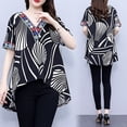 thumbnail image 4 of Vintage Printed Spliced Loose Asymmetrical T-Shirts Women‘s Clothing 2024 Summer New Loose All-match Tops Irregular Tee Shirt, 4 of 4